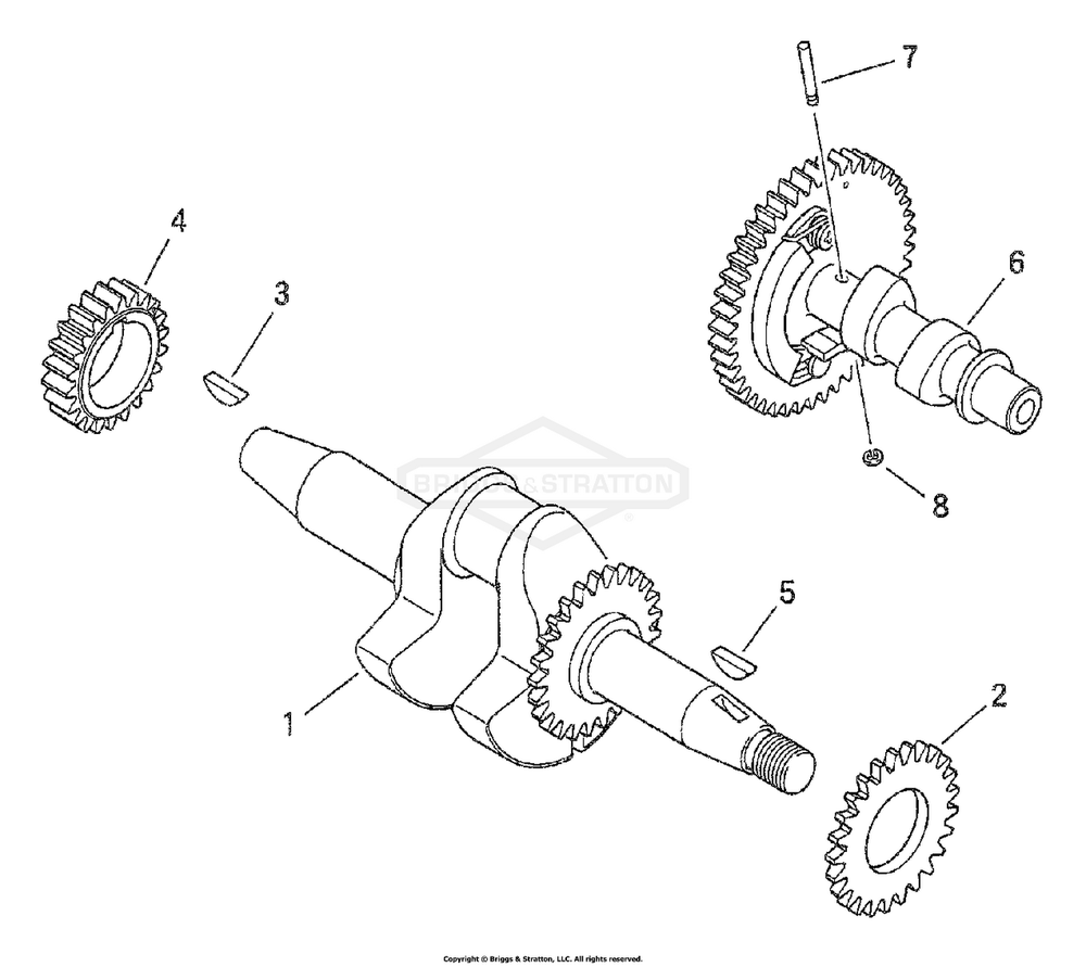 Crankshaft/Camshaft Diagram and Parts List for 1715-0  Briggs and Stratton Generator